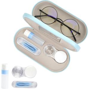 Eyeglass Case Double Sided Travel Size Cute Portable Contact Lens Box 2 in 1 Multifunction With Tool for Daily Outdoor Office