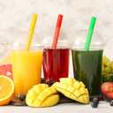 Lallisa 100 Sets Clear Plastic Cups with Dome Lids and Colorful Straws, Disposable Slushie Smoothie Cups PET Beverage for Party Iced Coffee Cold Drinks Juice Milkshake Fruit Tea Dessert(32 oz)