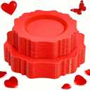 COLOSUS Disposable Plastic Plates 60Pcs, Christmas Red Plastic Party Plates, Heavy Duty 30 Dinner plate 10.5 and 30 Salad/Dessert Plate 8.25 for Christmas party dinner