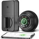 GeekTale 4-in-1 Keyless Entry Door Lock, Fingerprint Door Lock with Keypad, Biometric Smart Lock Deadbolt for Front Door, App Control (Black)