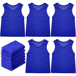 Sintege 12 Pcs Soccer Pinnies Pennies Jersey Scrimmage Vest Sports Practice Jersey Mesh Basketball Vest for Youth Adult Kids S/M Blue