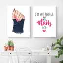 Fashion Pink Makeup Nails Canvas Wall Art Cartoon Nail Polish Posters Prints Nails Art Picture Girl Beauty Salon Prints Pop Art for Nails Salon Wall Decor Unframed