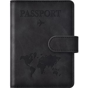 Eoehro Passport Holder for Travel Essentials, Passport Wallet Cover Case for Travel Must Haves Accessories,Passport Book Holders for Women and Men(black)
