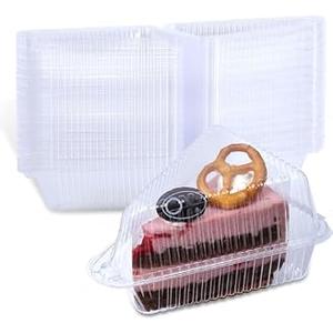 AQSXO 200 Pcs Transparent Cake Slice Plastic Containers with Lids.