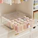 Sock Underwear Drawer Organizer - 24 Compartment Clear Acrylic Storage Bins with Removable Dividers for Closet, Stackable Dresser Drawer Box for No-Mess Socks, Tiers, Baby Clothes, Belt, Tea Bag