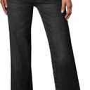 Sidefeel Women's Wide Leg Jeans High Waisted Tummy Control Stretchy Pockets Front Straight Leg Jeans (8, Black)