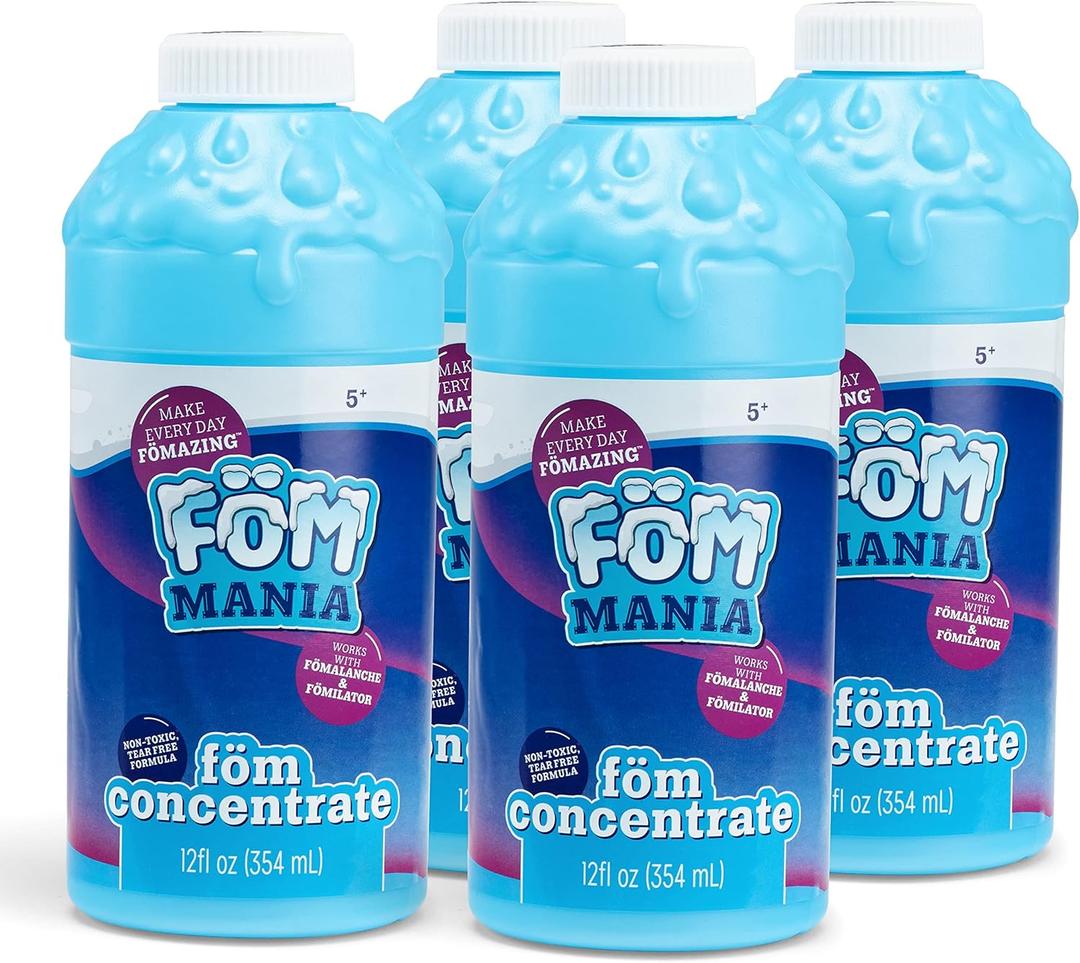 Little Kids Fom Mania Foam Refills|Non Toxic Tear Free Formula| Exclusive 4 Pack Includes 48oz of Foam Concentrate|Refills Fomilator 24X and Fomalanche 16X|for Parties, Birthdays, Outdoor Fun , Blue