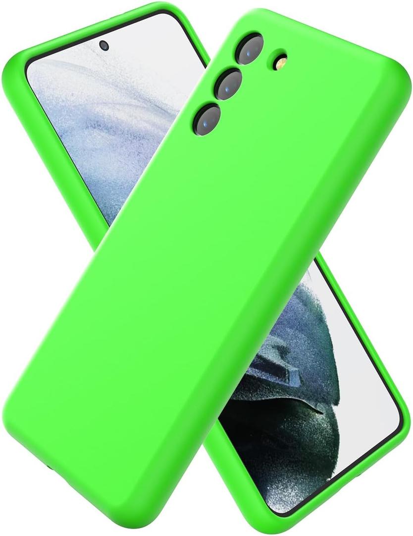 CUZMIGO for Samsung Galaxy S21 Plus Case Liquid Silicone, Slim Fit Thin Soft Shockproof Phone Case for Women Girl Men Cute, Upgraded Camera Protection and Microfiber Lining, Neon Green