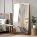 LFT HUIMEI2Y Full Length Mirror, 76.4"x37" Gold Oversized Tempered Glass Floor Mirrors with Stand, Full Body Dressing Mirror Hanging or Leaning with Aluminum Frame Home Decor for Living Room, Bedroom