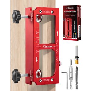 Saker Door Hinge Jig,Adjustable Door Jamb Hinge Jig,Aluminum Alloy Doors Hinges Router Jigs,Fits Door Hinges from 2.5" to 5" Length and Thicknesses,Radius 1/4 or Radius 5/8