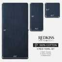 REDKISS Large Bath Towels Set - Premium Quality, Soft, 100% Cotton Towels for Bathroom, Spa - Includes 2 Bath Towels, 2 Hand & 2 Washcloths, Super Absorbent Quick Dry Towel (6 Piece Set) - Navy Blue, 27 inches x 59 inches