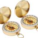 Camping Survival Compass Metal Compass Kids Compass for Hiking Camping Hunting Outdoor Military Navigation Tool, Gold