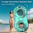 2-Person Inflatable River Tube, Heavy Duty Tube Float for River Pool Lake Beach w/Built-in Cooler & Cup Holders, Ergonomic Backrest, Durable Handles & Grab Rope, 660lb Weight Capacity