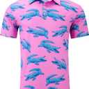 Uideazone Mens Polo Shirts Short Sleeve Dry Fit 3D Print Moisture Wicking Funny Golf Shirt (Small, Crocodile)
