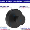 Suction Cup Hooks for Shower, Removable Towel Hooks for Bathroom Window Glass Door Wall, Bath Robe Looafh Wreath Hook for Hanging - 2 Pack, Black