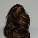 SEIKEA Highight Ponytail Extension Jaw Claw 10" Short Thick Wavy Curly Soft Natural Looking Clip in Synthetic Hairpiece One Piece Fake Pony Tails for Women Dark Brown with Highlights