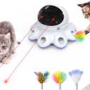ORSDA Cat Laser Toy, 2-in-1 Interactive Automatic Motion Activated Moving 8 Holes Whack A Mole Feather, USB Rechargeable Electronic Smart Sensor Kitten Toys for Indoor Exercise (Periwinkle)