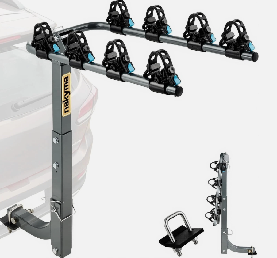 Nakyma 4-Bike Hitch Mount Rack. 240 lbs Capacity (60 lbs per Bike)