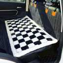Backseat Pet Bed Mat, Truck Plaid Dog Bed for Car Back Seat, Deluxe Dog Seat Covers, Non-Slip Travel Pet Mat, Fit for Backseat Extenders and Trucks SUVs (Black&White, 24.8x54 inch)