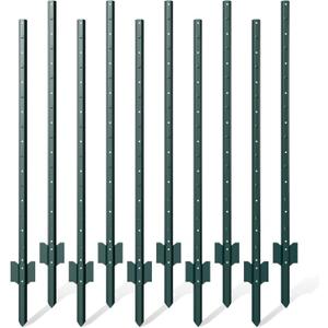 10 Pack Metal Fence Post, 5 Feet Heavy Duty Garden with U-Post, No Dig Garden Fence Stakes for Temporary Fencing, Corner Anchor