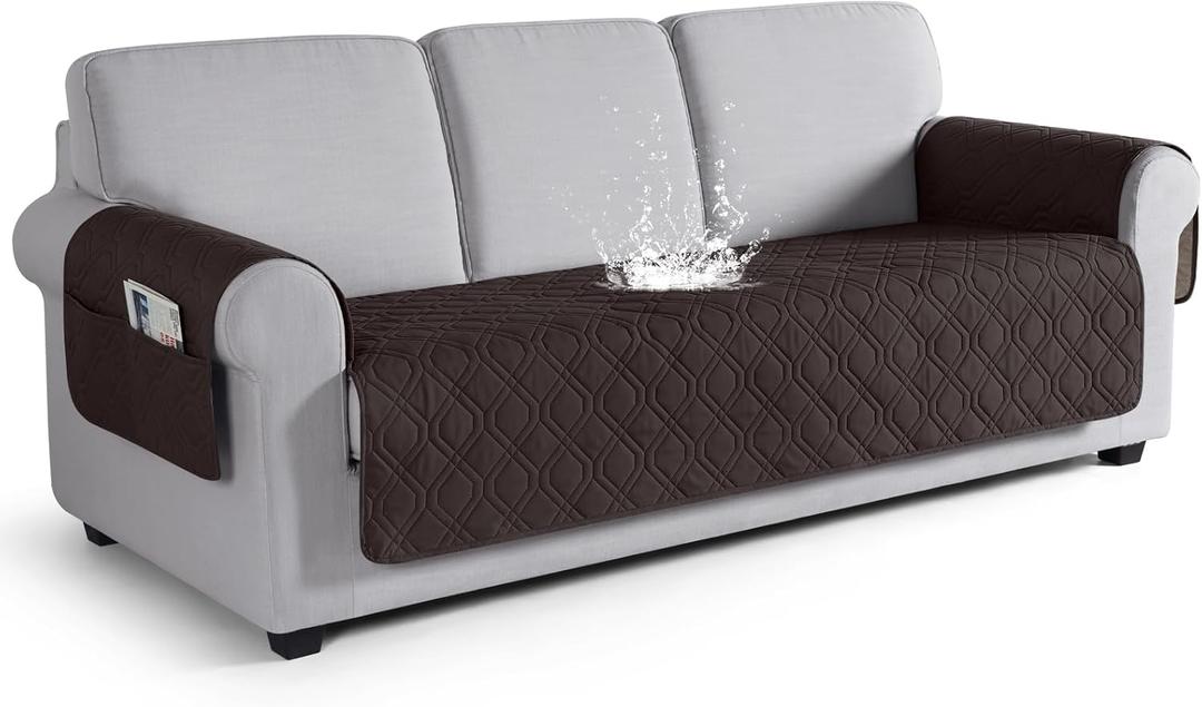 VANSOFY Couch Cover, Waterproof Sofa Covers Washable Slipcover Furniture Protector Couch Seat Covers Non-Slip Couch Cover for Dogs, Pets, Chocolate, Sofa(Seat Width: 67.3")