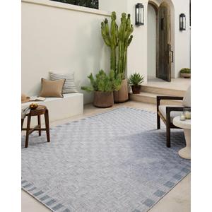 Loloi Amber Lewis Topanga Collection TOP-07 Silver/Blue 5'-3" x 7'-6" Indoor/Outdoor Area Rug