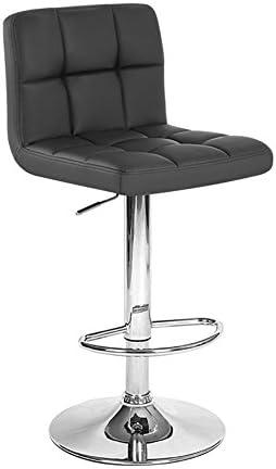 Roundhill Furniture Swivel Black Bonded Leather Adjustable Hydraulic Bar Stool, Set of 2
