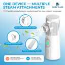 Nebu Ease Portable Facial Steamer & Personal Fine Mist Device Handheld Rechargeable Mist Unit with Dual Output Levels, Compact Travel Design, Includes Multi-Use Attachments
