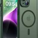 TOCOL Magnetic for iPhone 14 Case, Upgraded Full Camera Protection, Compatible with Magsafe, Drop Protection, Translucent Matte Back Bumper Phone Cover 6.1-Inch (Alpine Green)