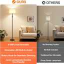 Upgraded Dimmable Floor Lamp, Modern Floor Lamps for Living Room, Standing Lamp with Linen Shade, Tall Lamp for Bedroom Office Dining Room- Brown