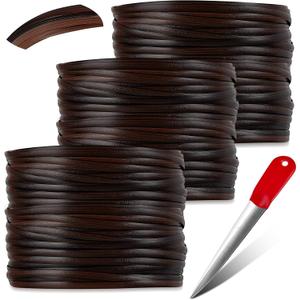 Kigley 3 Pcs Total 639 ft Wicker Repair Kit Wicker Repair Supplies with Weaving Tool for Rattan Plastic Rattan Material Gradient Rattan Repair Kit for Patio Furniture Sofa Chair Basket (Coffee Brown)