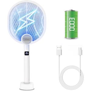Fly Swatter and Bug Zapper 2-in-1 - Rechargeable Mosquito Zapper with Kill Counter, High-Voltage Fly Killer and UV Light Mosquito Trap for Indoor and Outdoor Pest Control