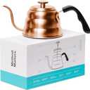 Barista Warrior Pour Over Coffee Kettle with Thermometer  Gooseneck Kettle for Coffee and Tea, Stainless Steel for All Stovetops (Copper Coated, 1.0 Liter, 34 fl oz)