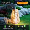 Solar Lanterns Outdoor Waterproof, Vase-Shaped Solar Lantern with Handle, Hand-Wound Rope Outdoor Lantern Dusk to Dawn 6-8Hr, Hanging & Tabletop Decor for Garden/Patio