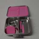 Large Stainless Steel Lunch Box - 3 Compartments & Extra Container, Holds a Variety of Foods, Metal Bento Box Adult, Dishwasher Safe, for School and Office(Pink)