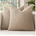 MIULEE 24x24 Decorative Euro Sham Pillow Covers for Couch Bed Set of 2 Textured Boucle Neutral Throw Pillow Covers Taupe Khaki Camel Accent Solid Pillowcases Sofa Living Room Home Decor 