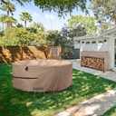 ULTCOVER Round Patio Furniture Cover - Outdoor Waterproof Table with Chair Set Cover 92 inch, Brown
