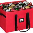 Christmas Ornament Storage Container,Box Stores Up to 96, Adjustable Dividers, Large Organizer Bin to Protect and Store Holiday Dcor (Red)