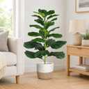 30" Artificial Fiddle Leaf Fig Tree, Realistic Fake Plants Faux Trees Indoor with Cotton Rope Basket, Artificial Plants Indoor for Apartment Home Living Room Office Decor