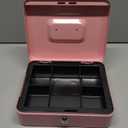 xydled Locking Steel Large Cash Box with Removable Coin Tray and Key Lock,9.84"x 7.87"x 3.54",Pink