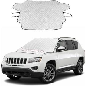 KVAEY Car Windshield Snow Cover, 61.4''  53.1'' 4-Layer Windshield Snow Cover for Snow, Ice, Frost for Any Weather, Auto Windscreen Cover with Magnetic Edges for Winter