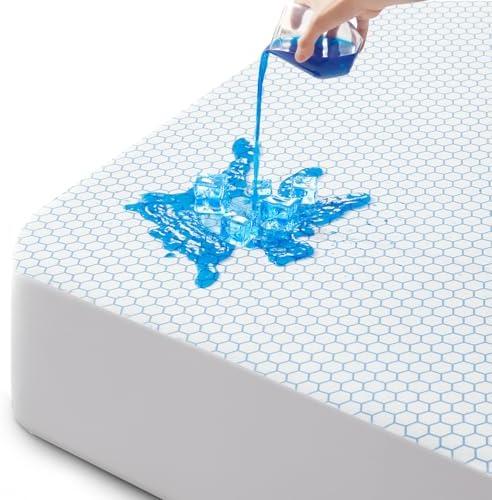 GROOSE Cooling Mattress Protector Full Waterproof Fitted Sheet Elasticized Mattress Pad Cover 8"-21" Deep Pocket Mattress Cover with Elastic Rubber Band（54"-75"