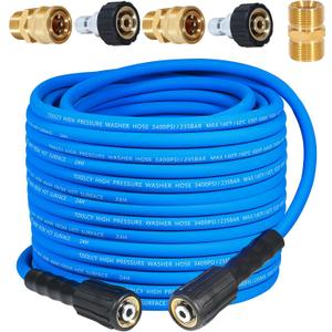 TOOLCY Wearproof Pressure Washer Hose 50ft, 3400 PSI Kink Resistant Power Washer Hose 1/4 in., Replacement Power Wash Hose with M22 and 3/8" Quick Connection Kit for Gas & Electric