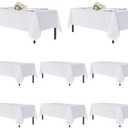 sancua White Table Cloths Rectangle, 8 Pack Tablecoths for 6 Foot Tables - Washable Polyester Fabric Table Cover for Wedding, Birthday Party, Banquet Reception, 54x108 Inch