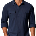 COOFANDY Mens Long Sleeve Shirts Casual Button Down Shirt Wrinkle Free Dress Shirt with Pocket, Medium, Dark Blue 