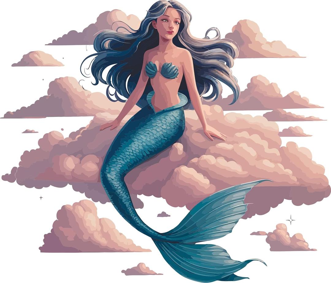 Mermaid Beautiful Siren Mermaid Silhouette Cartoon Wall Decal Wall Dcor Vinyl Sticker Size: 20 x 20