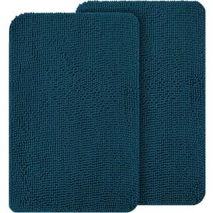 OLANLY Dog Door Mat Set 2-Piece 24x16, Absorbs Moisture and Dirt, Absorbent Non-Slip Washable Doormat, Quick Dry Chenille Mud Mat for Dogs, Entry Indoor Entryway Carpet for Inside Floor, Atlantic Blue