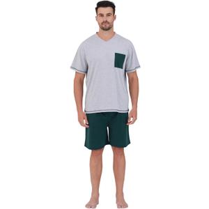 Keyocean Mens Pajama Set, Soft Cotton V-Neck Short-Sleeve T-Shirt & Shorts Summer PJ Set for Sleeping (Gray, XXL)