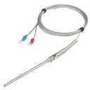 K-Type Thermocouple Temperature Sensors 0~6002M/6.6Ft Wire Probe Length 100mm Two Wire 1005mm Stainless Steel Probe Temperature Detector Temperature Gauge