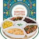 Ceramic Taco Serving Platter - Divided Serving Tray for Taco Tuesday Lazy Susan Taco Bar - Chip and Dip Serving Set for Party - Appetizer Serving Tray for Salsa, Snacks (10 in)